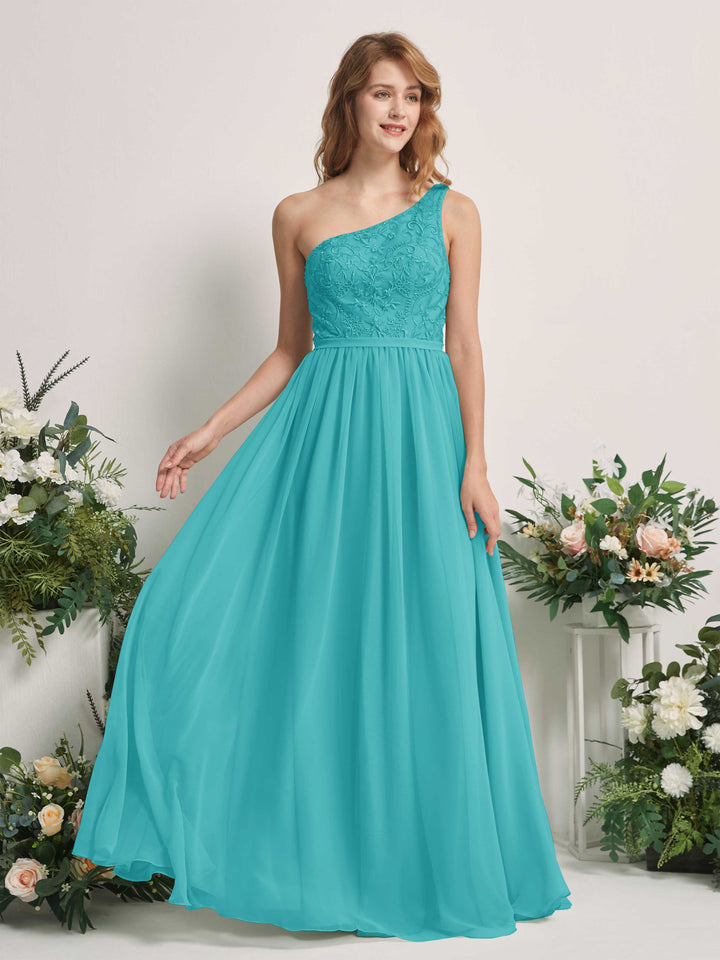 Carlyna Robe trapèze Décolleté asymétrique Longueur ras du sol Mousseline demoiselle d&