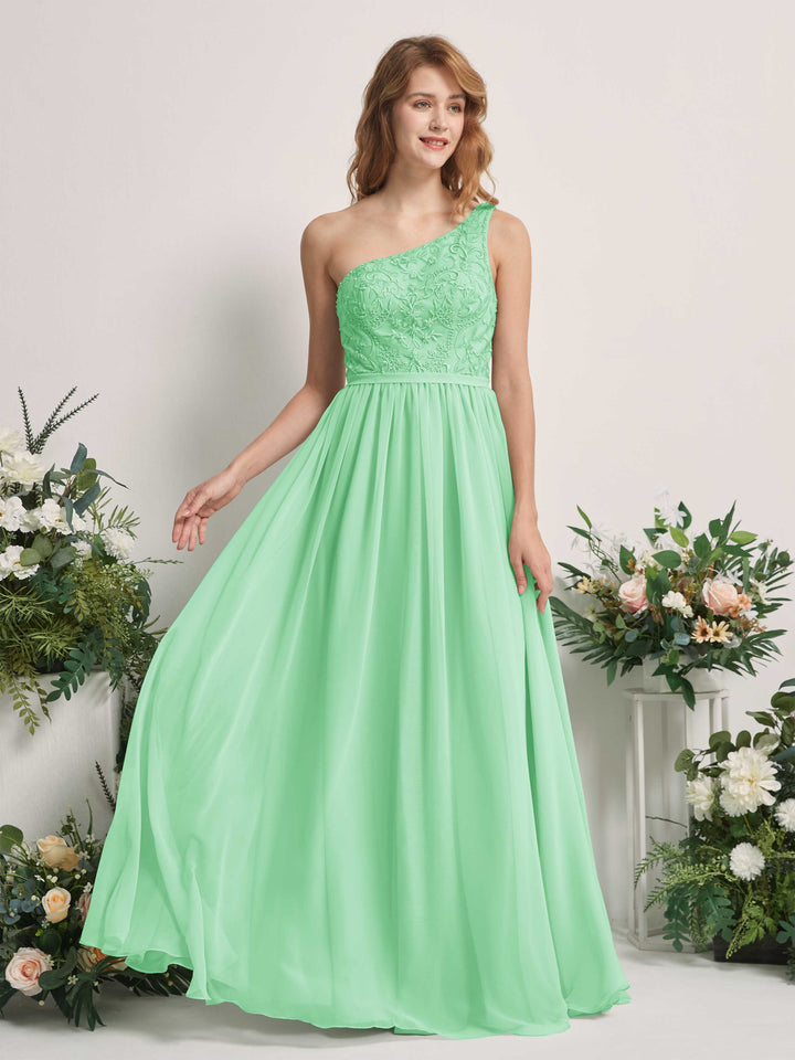 Carlyna Robe trapèze Décolleté asymétrique Longueur ras du sol Mousseline demoiselle d&