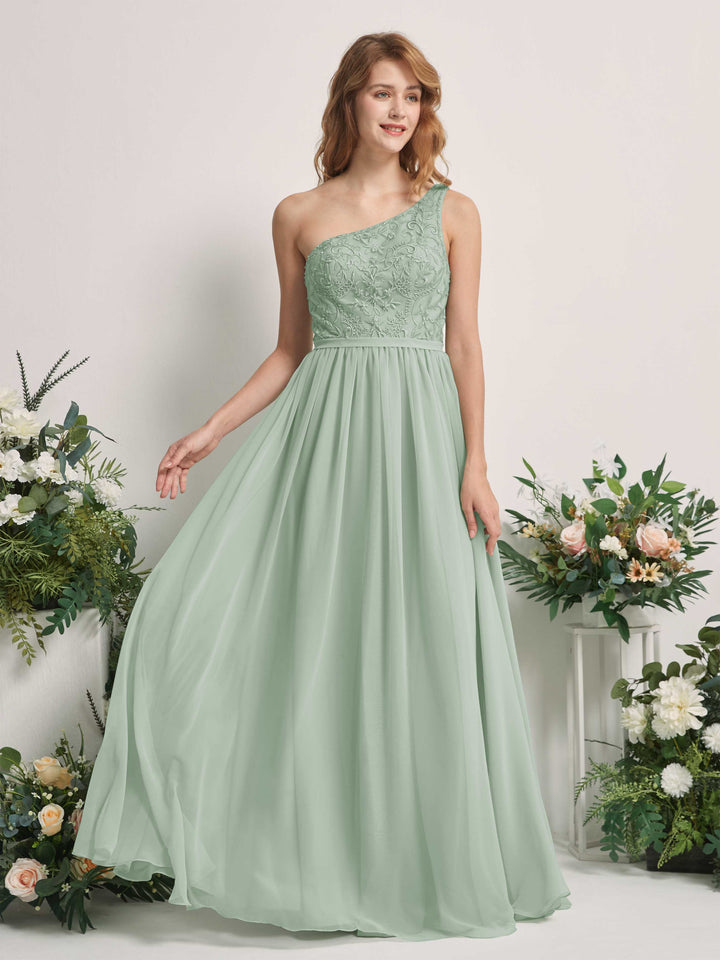 Carlyna Robe trapèze Décolleté asymétrique Longueur ras du sol Mousseline demoiselle d&