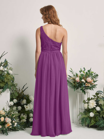 Carlyna Robe trapèze Décolleté asymétrique Longueur ras du sol Mousseline demoiselle d'honneur Violet #couleur_violet