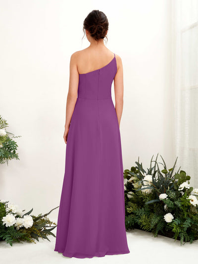 Carlyna Robe trapèze décolleté asymétrique mousseline longueur ras du sol Robes de demoiselle d'honneur Violet #couleur_violet