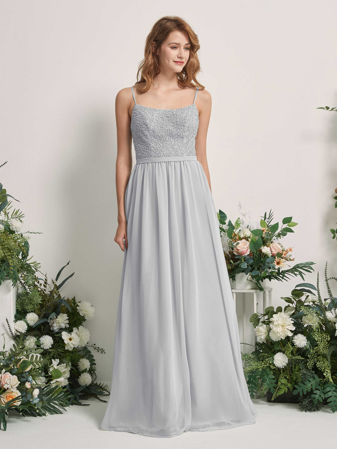 Carlyna Robe Trapèze Encolure dégagée Longue Mousseline Robes de demoiselle d&