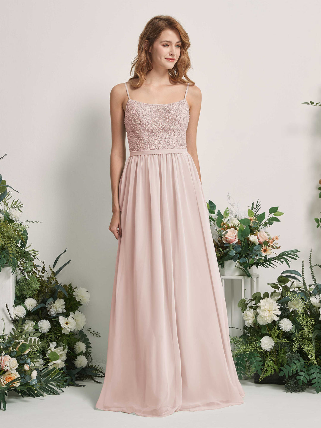 Carlyna Robe Trapèze Encolure dégagée Longue Mousseline Robes de demoiselle d&