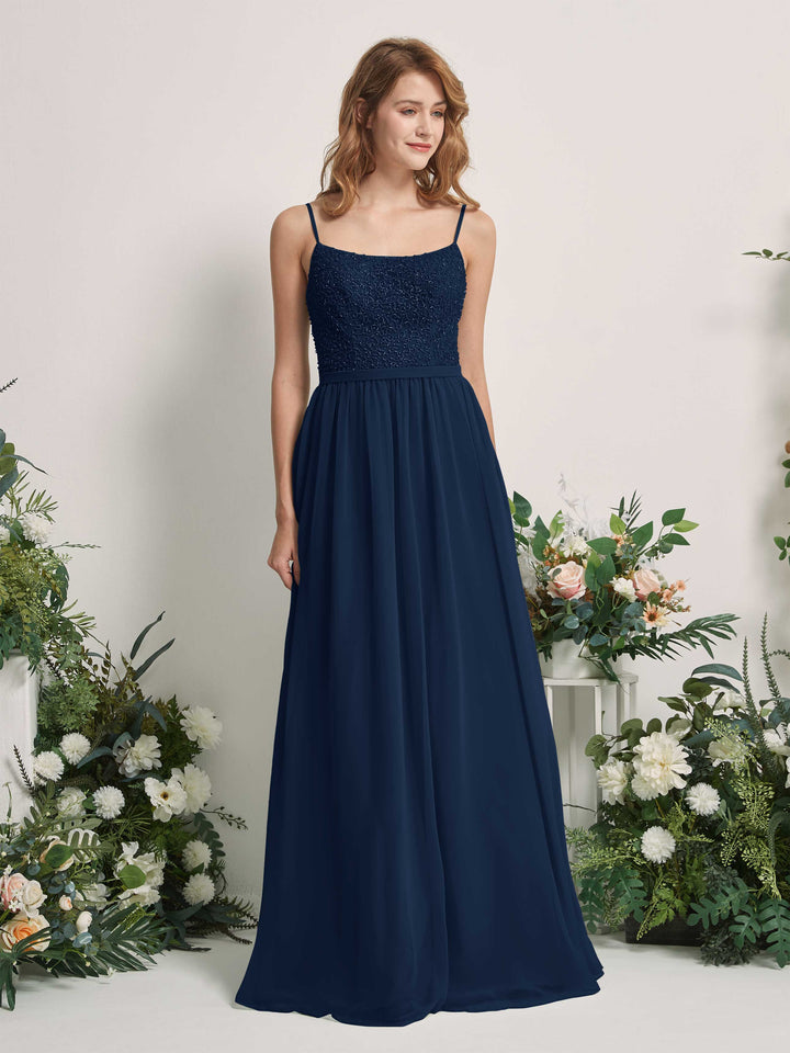 Carlyna Robe Trapèze Encolure dégagée Longue Mousseline Robes de demoiselle d&