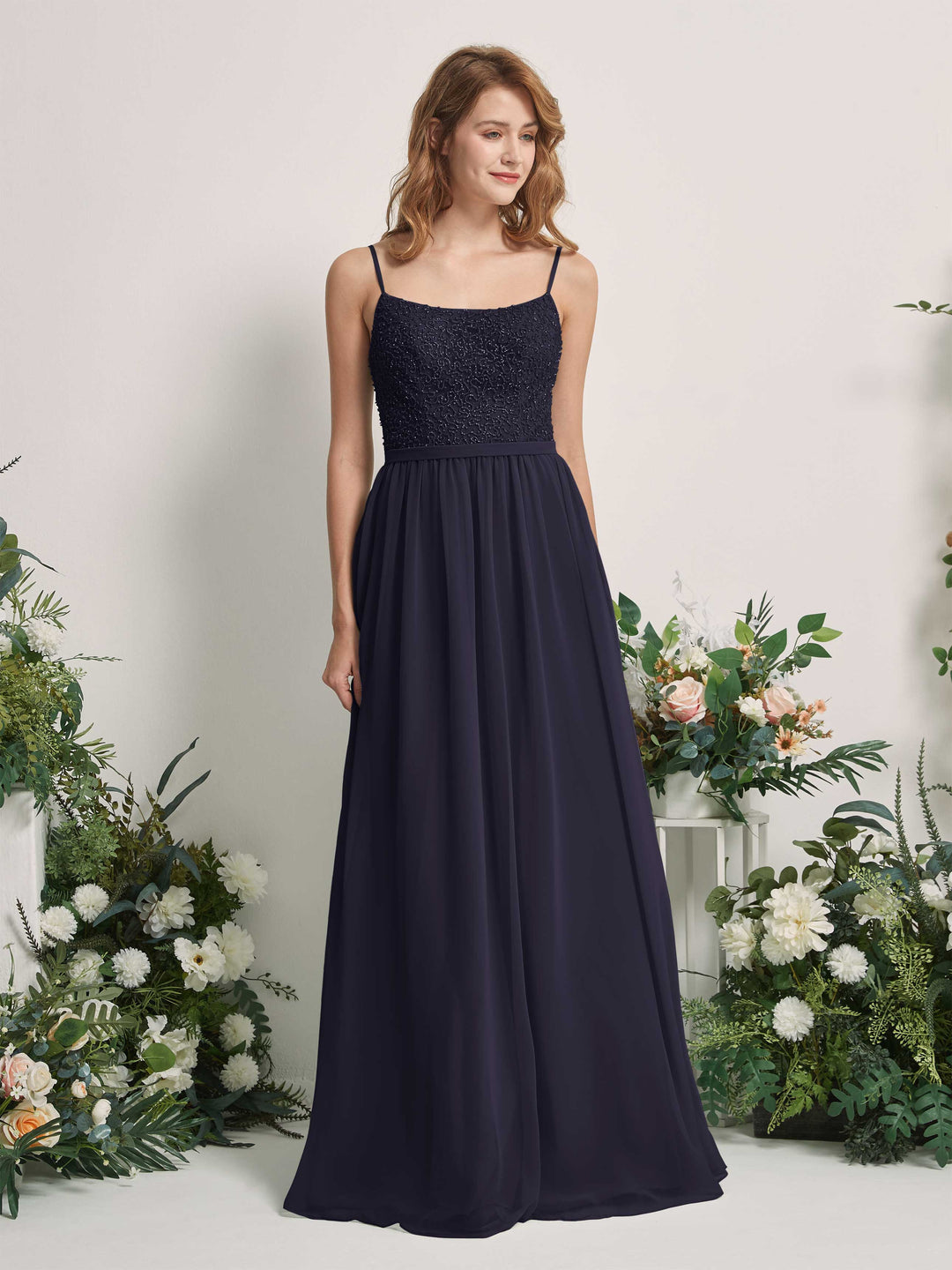 Carlyna Robe Trapèze Encolure dégagée Longue Mousseline Robes de demoiselle d&