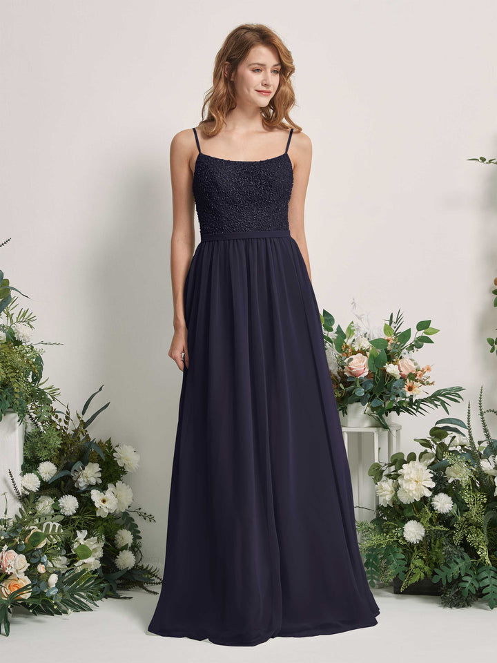 Carlyna Robe Trapèze Encolure dégagée Longue Mousseline Robes de demoiselle d&