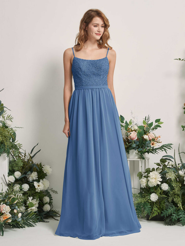 Carlyna Robe Trapèze Encolure dégagée Longue Mousseline Robes de demoiselle d&