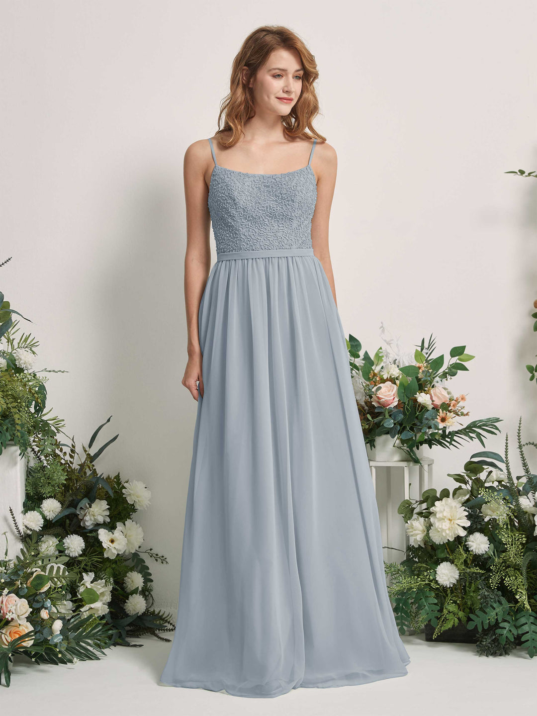 Carlyna Robe Trapèze Encolure dégagée Longue Mousseline Robes de demoiselle d&