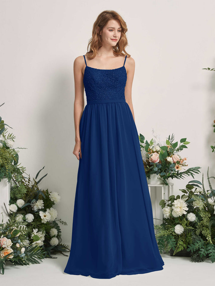 Carlyna Robe Trapèze Encolure dégagée Longue Mousseline Robes de demoiselle d&