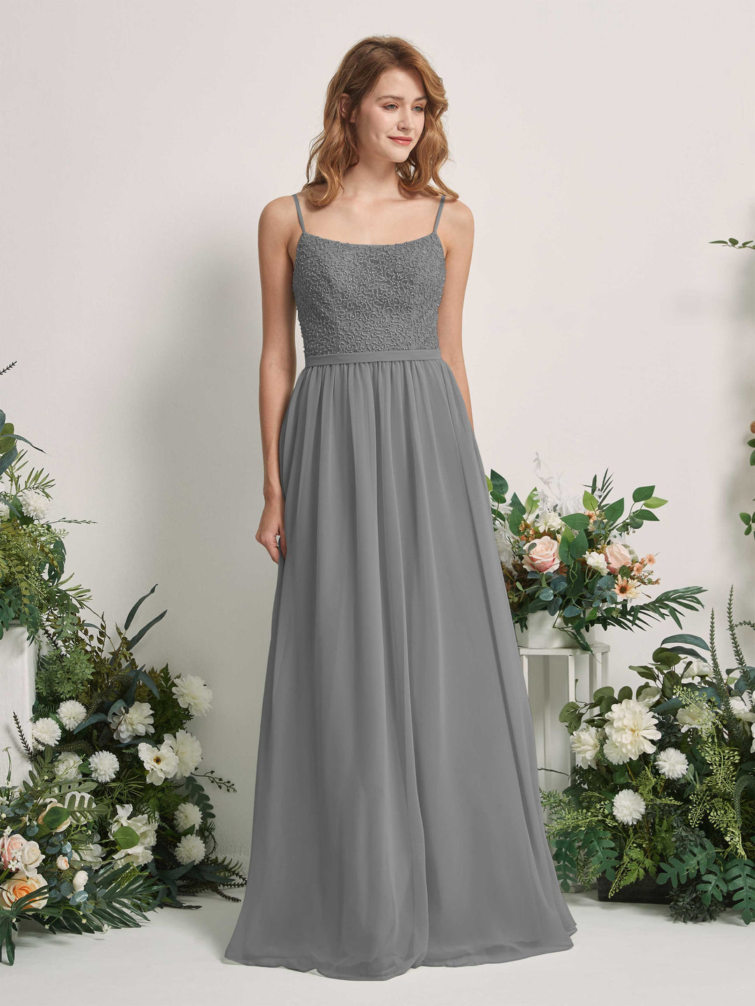 Carlyna Robe Trapèze Encolure dégagée Longue Mousseline Robes de demoiselle d&