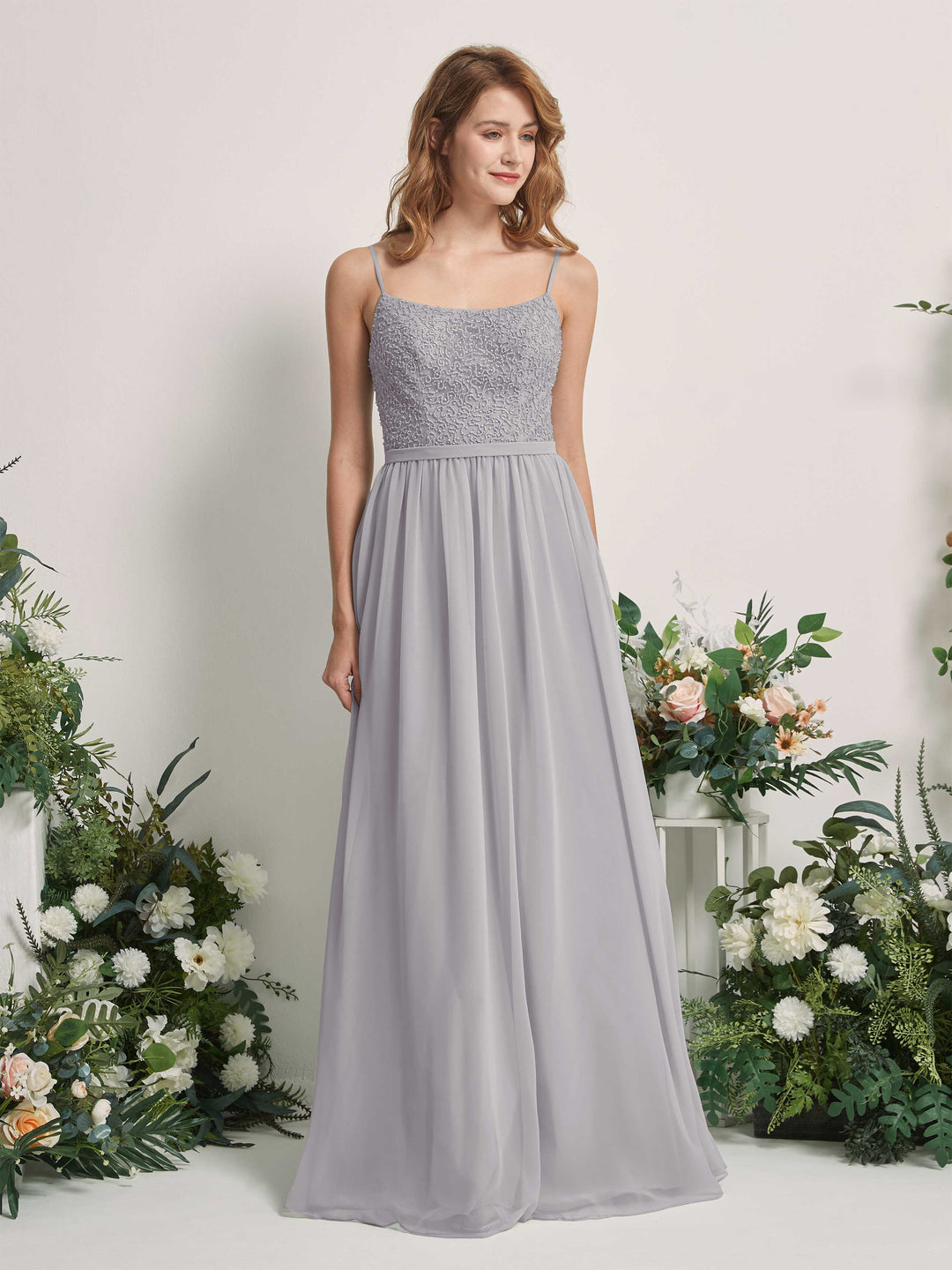Carlyna Robe Trapèze Encolure dégagée Longue Mousseline Robes de demoiselle d&
