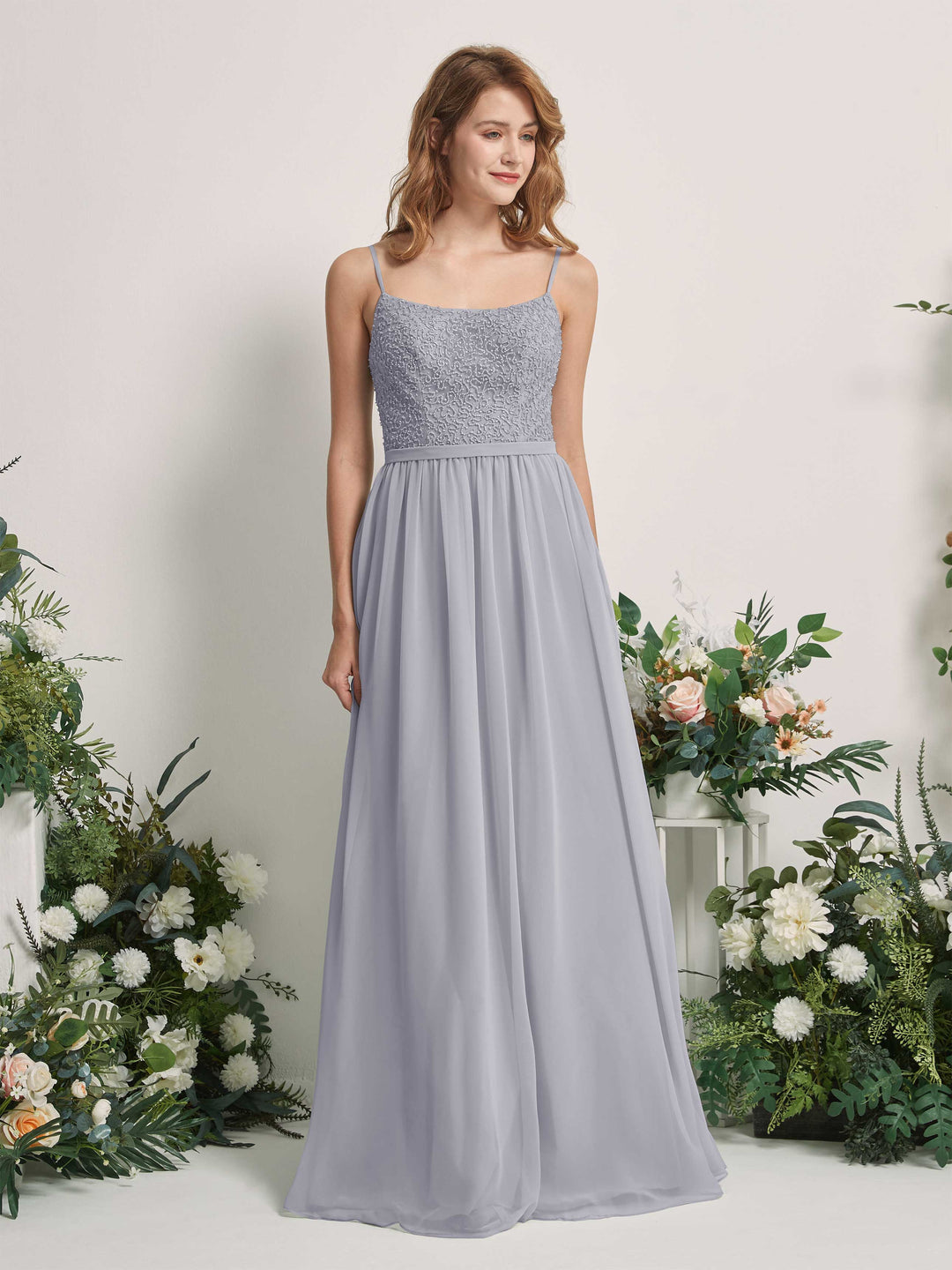Carlyna Robe Trapèze Encolure dégagée Longue Mousseline Robes de demoiselle d&