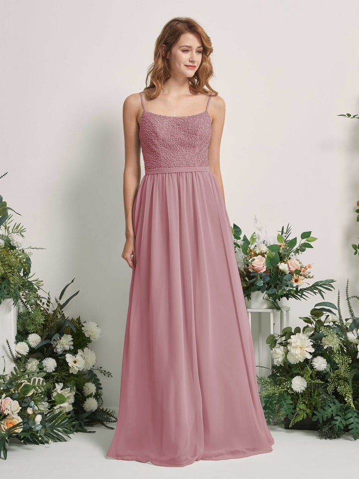 Carlyna Robe Trapèze Encolure dégagée Longue Mousseline Robes de demoiselle d&