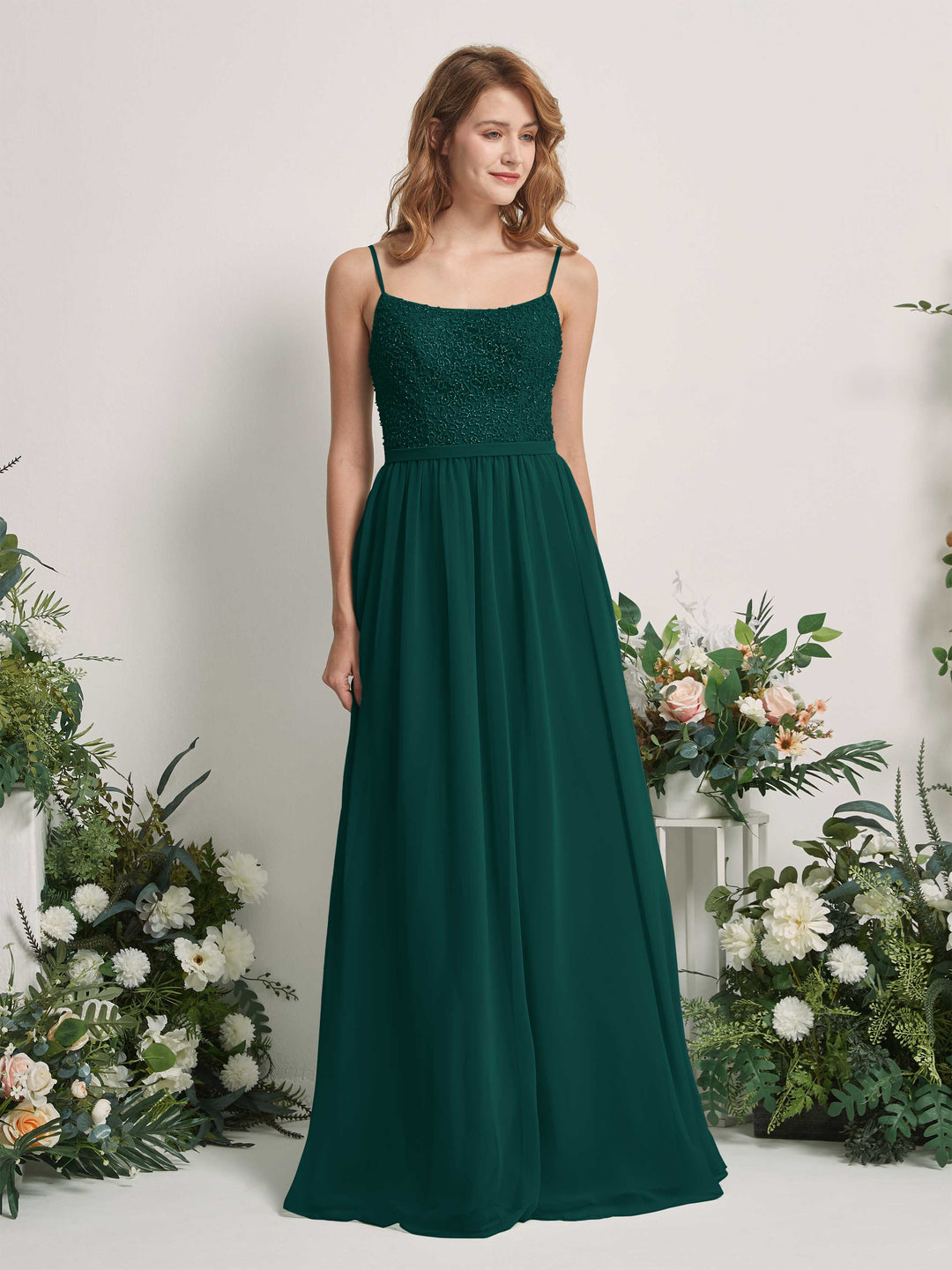Carlyna Robe Trapèze Encolure dégagée Longue Mousseline Robes de demoiselle d&