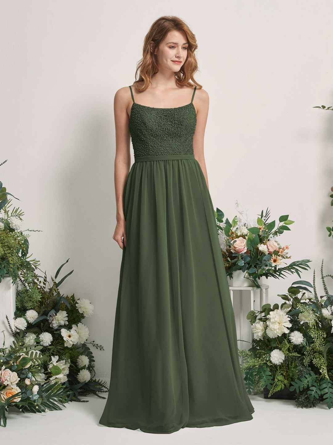 Carlyna Robe Trapèze Encolure dégagée Longue Mousseline Robes de demoiselle d&