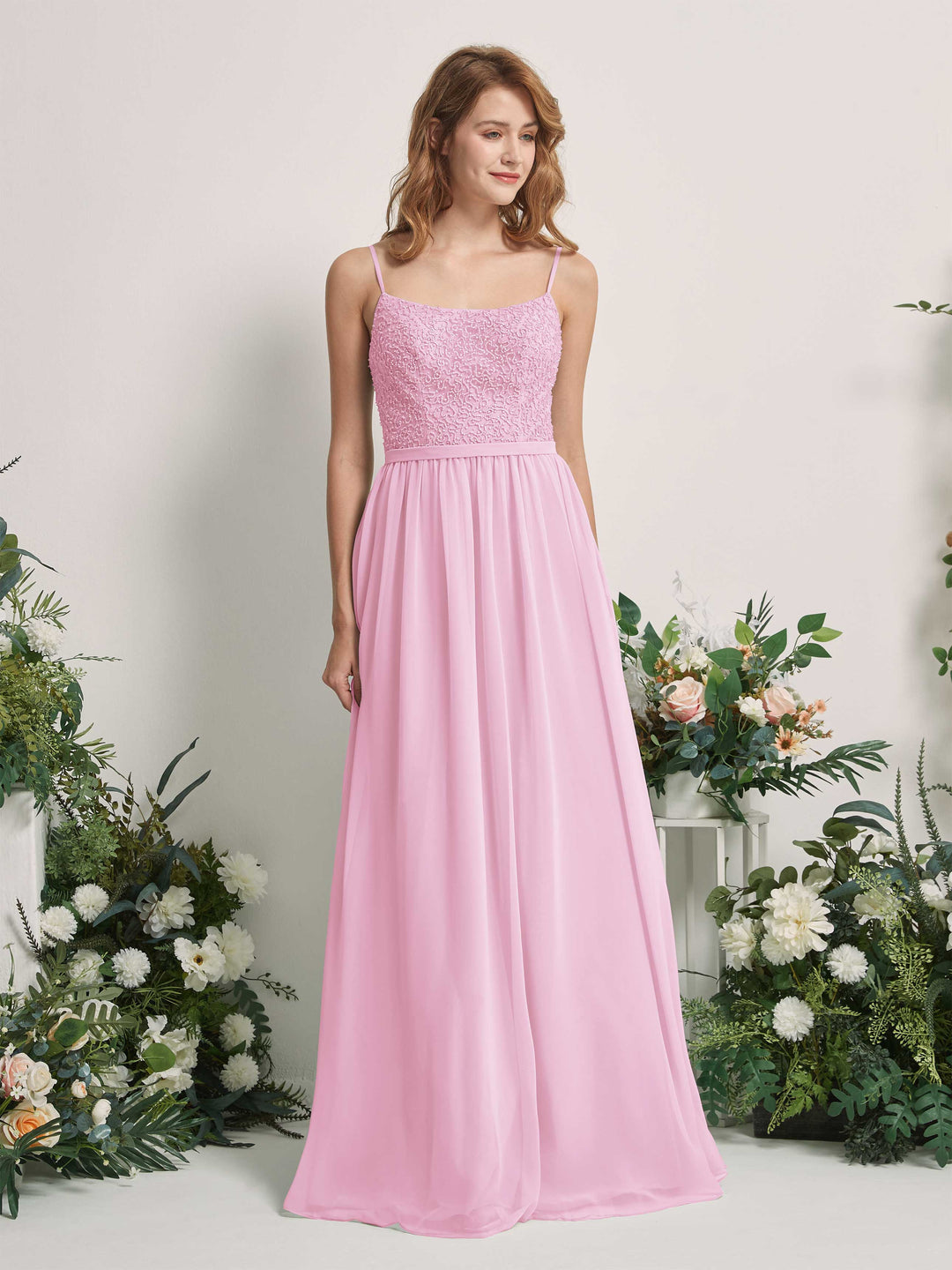 Carlyna Robe Trapèze Encolure dégagée Longue Mousseline Robes de demoiselle d&