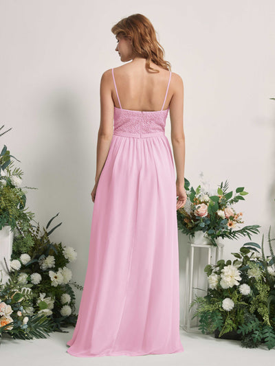Carlyna Robe Trapèze Encolure dégagée Longue Mousseline Robes de demoiselle d'honneur Rose Bonbon #couleur_rose-bonbon