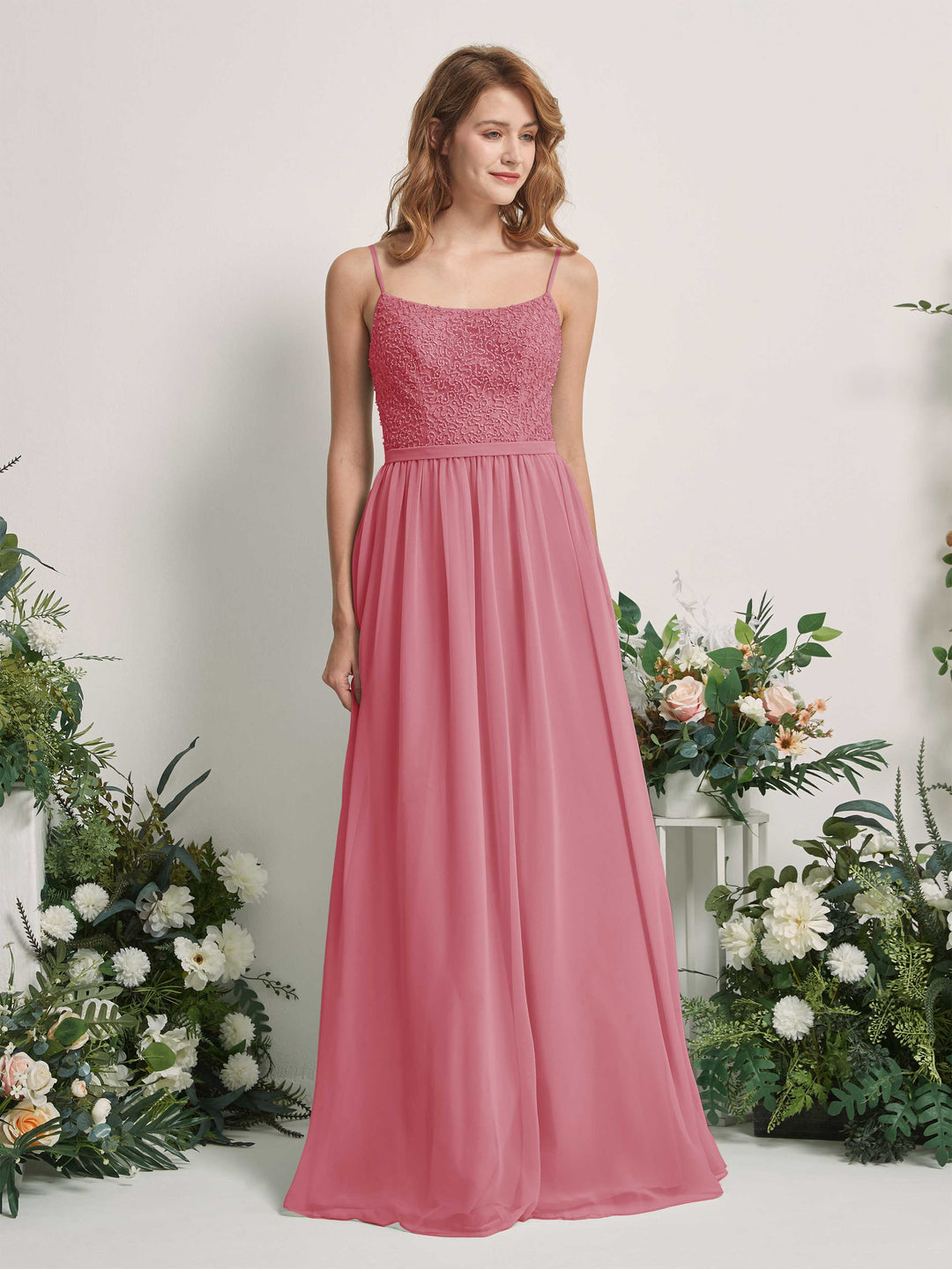 Carlyna Robe Trapèze Encolure dégagée Longue Mousseline Robes de demoiselle d&