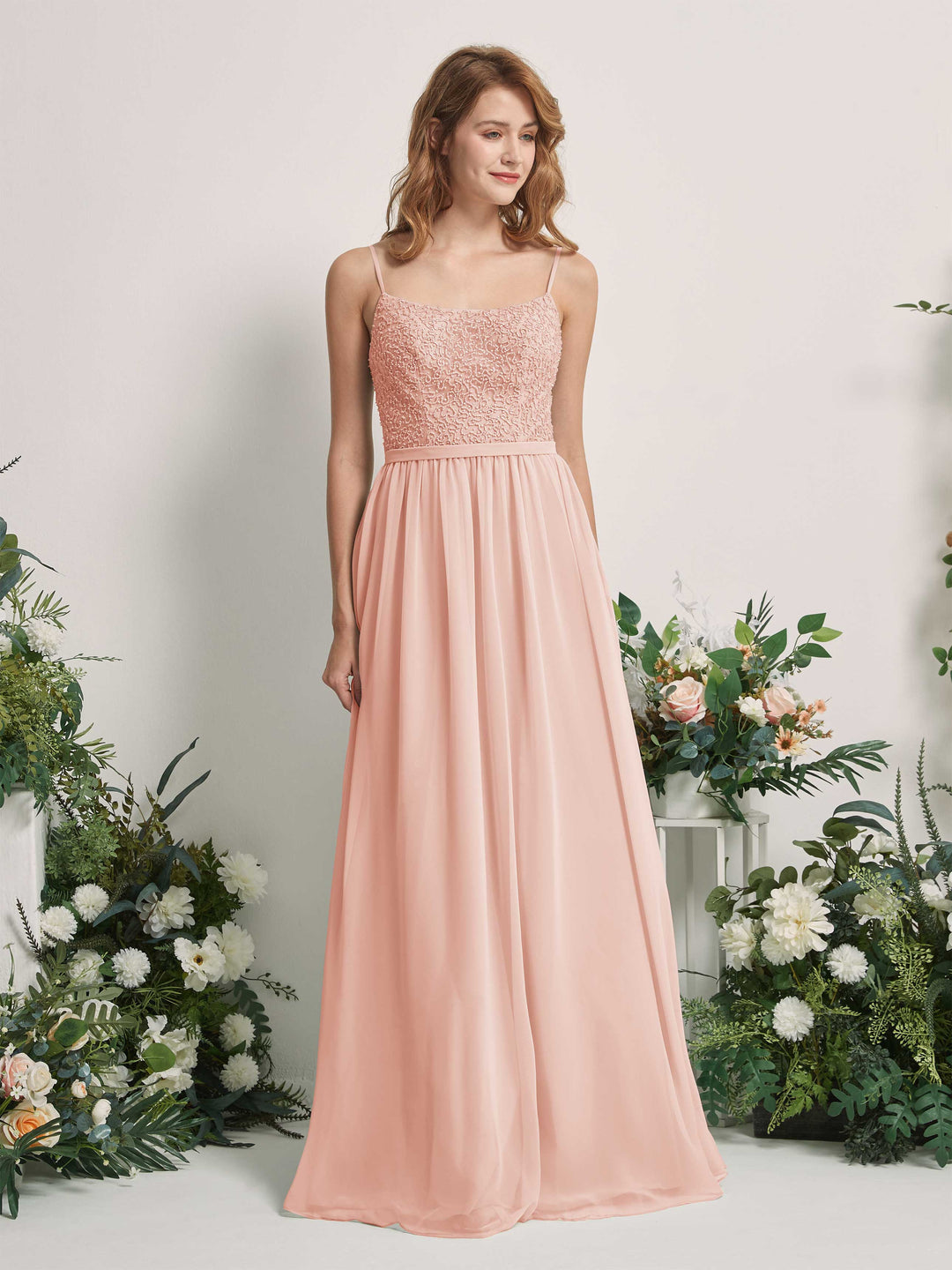 Carlyna Robe Trapèze Encolure dégagée Longue Mousseline Robes de demoiselle d&