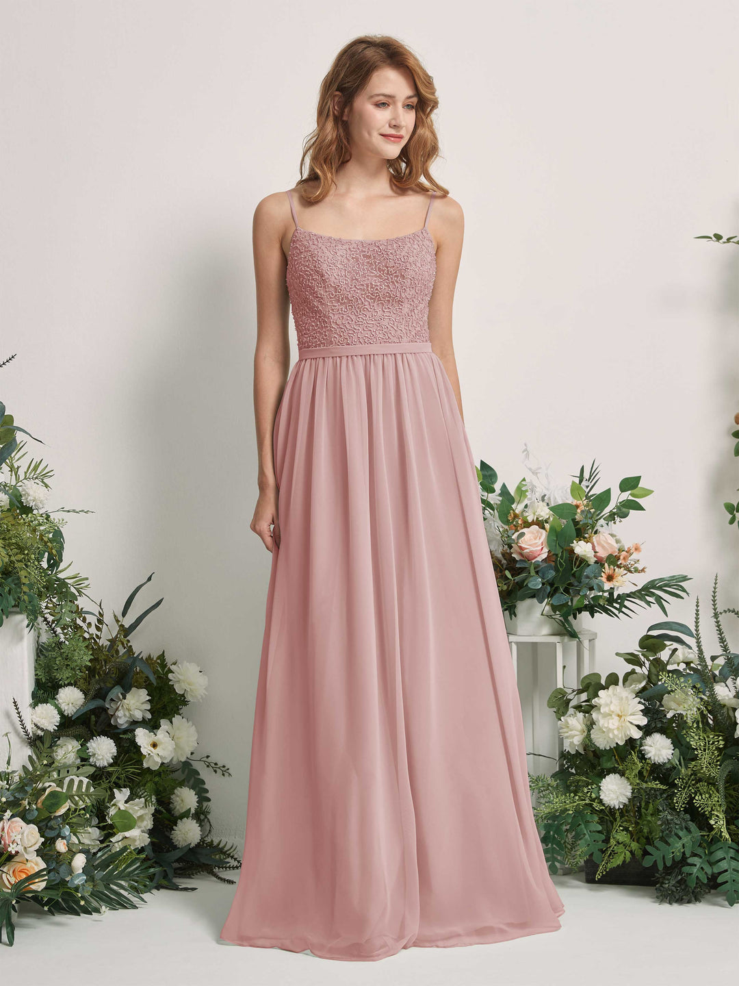 Carlyna Robe Trapèze Encolure dégagée Longue Mousseline Robes de demoiselle d&