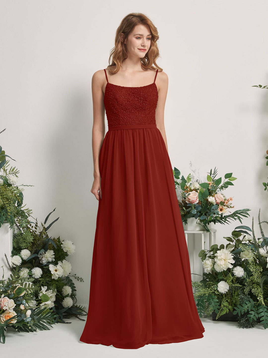 Carlyna Robe Trapèze Encolure dégagée Longue Mousseline Robes de demoiselle d&