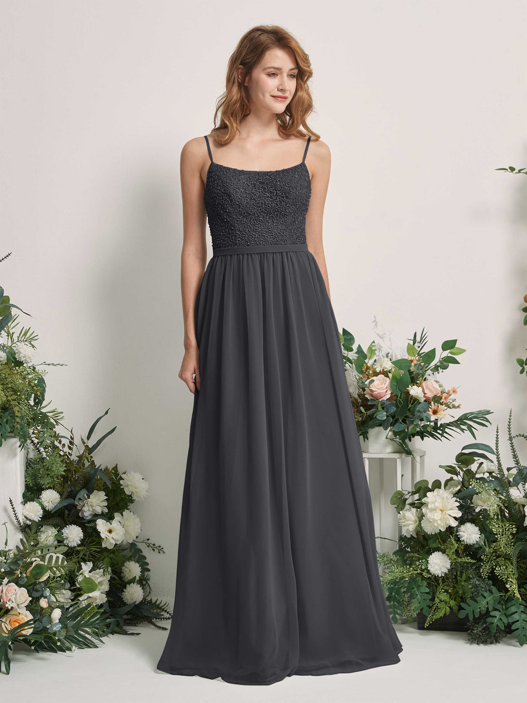 Carlyna Robe Trapèze Encolure dégagée Longue Mousseline Robes de demoiselle d&