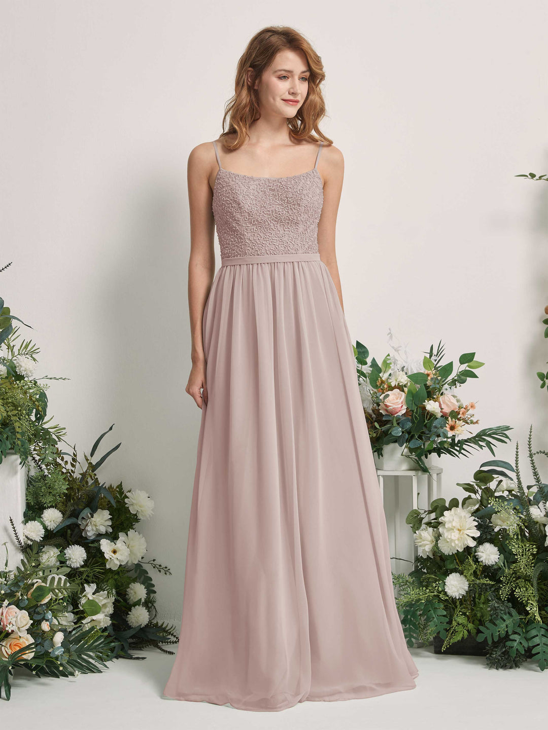 Carlyna Robe Trapèze Encolure dégagée Longue Mousseline Robes de demoiselle d&