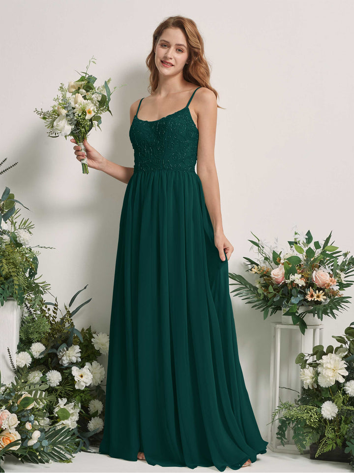 Carlyna Robe trapèze encolure dégagée longueur ras du sol mousseline demoiselle d&