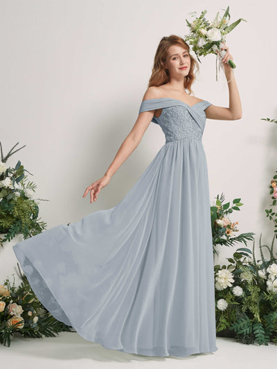 Carlyna Robe Trapèze Épaule Dénudée Longueur Ras du Sol Brodée Robes de Demoiselle d'honneur Bleu Poussiéreux Amélioré #couleur_bleu-poussi-reux-am-lior