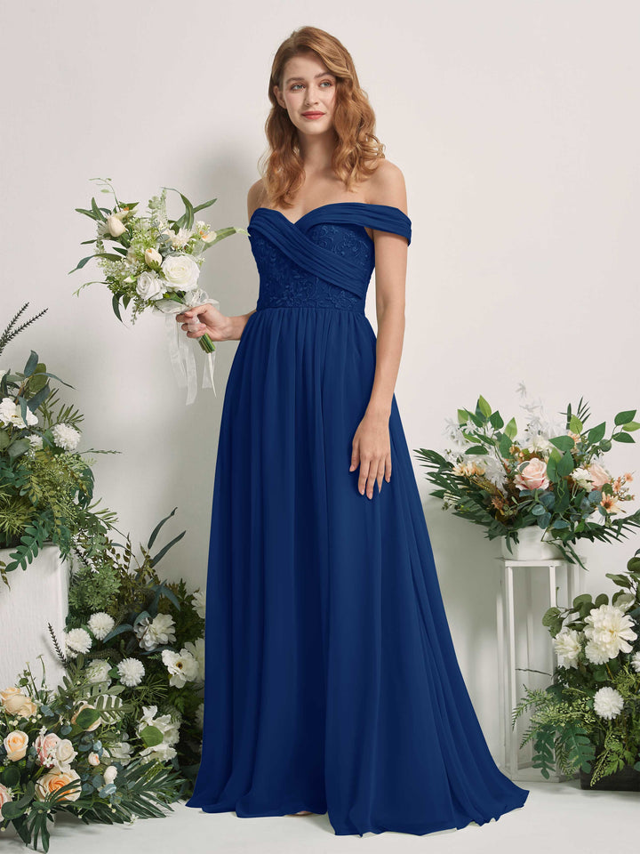 Carlyna Robe Trapèze Épaule Dénudée Longueur Ras du Sol Brodée Robes de Demoiselle d&