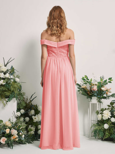 Carlyna Robe Trapèze Épaule Dénudée Longueur Ras du Sol Brodée Robes de Demoiselle d'honneur Rose Ballet #couleur_rose-ballet