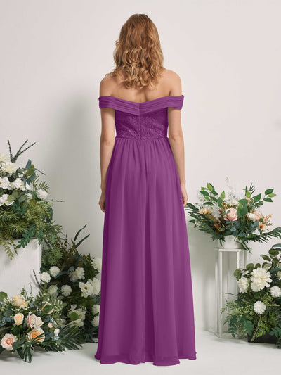 Carlyna Robe Trapèze Épaule Dénudée Longueur Ras du Sol Brodée Robes de Demoiselle d'honneur Violet #couleur_violet