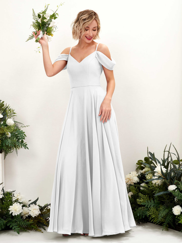 Carlyna Robe trapèze Épaule Dénudée Longueur ras du sol Mousseline demoiselle d&