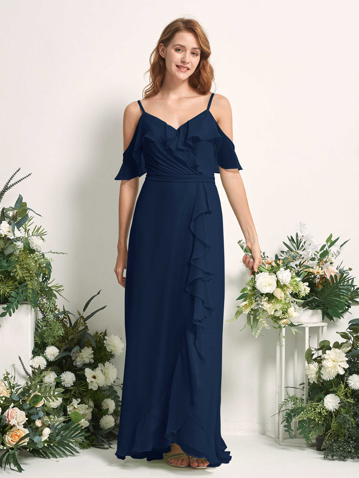 Carlyna Robe Trapèze Épaule Dénudée Longueur ras du sol Mousseline Demoiselle d&