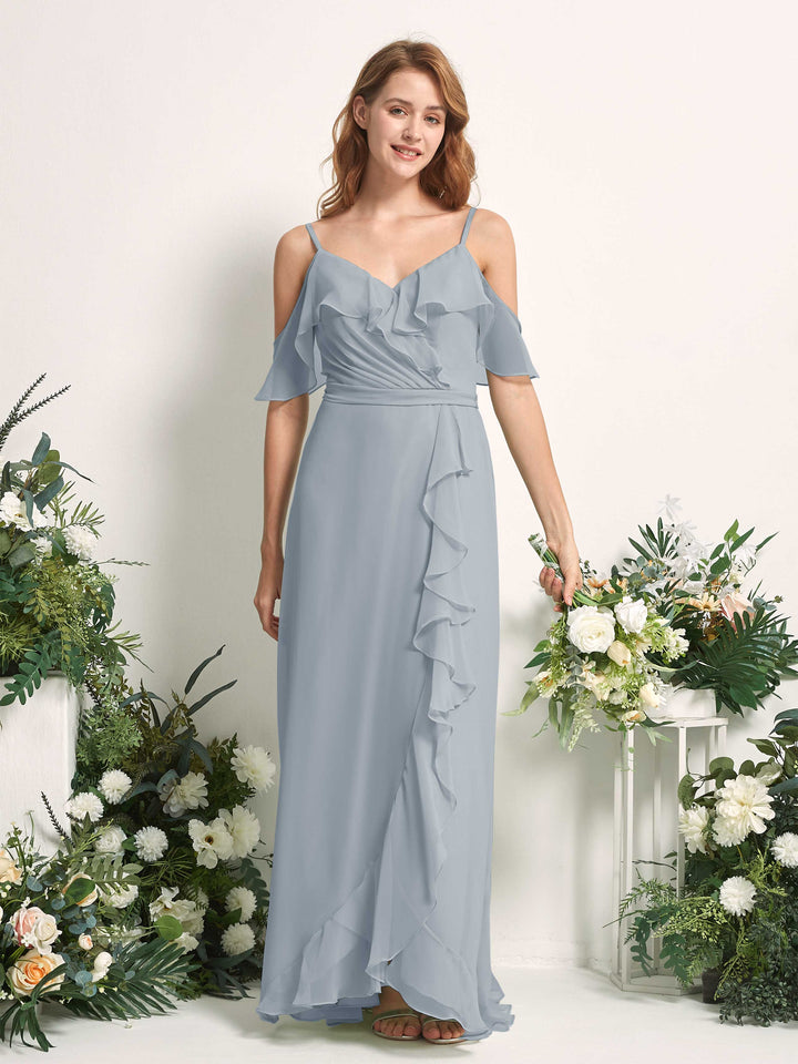 Carlyna Robe Trapèze Épaule Dénudée Longueur ras du sol Mousseline Demoiselle d&