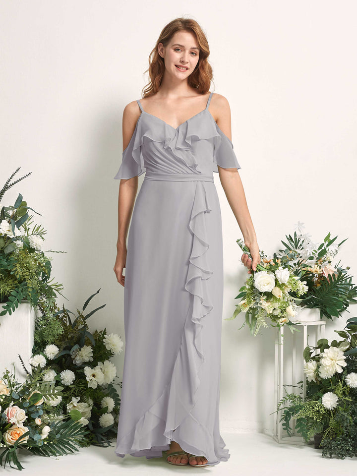 Carlyna Robe Trapèze Épaule Dénudée Longueur ras du sol Mousseline Demoiselle d&