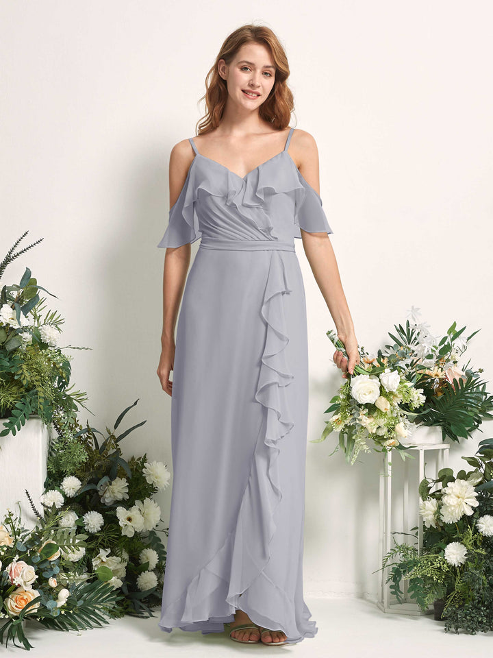 Carlyna Robe Trapèze Épaule Dénudée Longueur ras du sol Mousseline Demoiselle d&