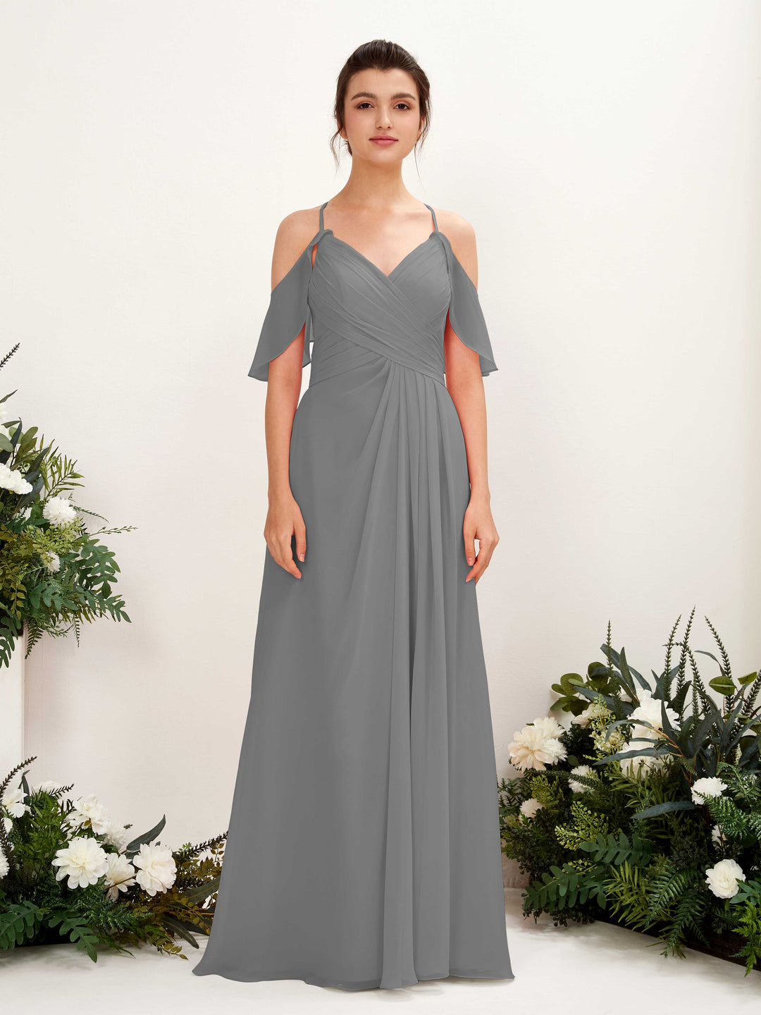 Carlyna Robe Trapèze Épaule Dénudée Longueur ras du sol Robes de demoiselle d&
