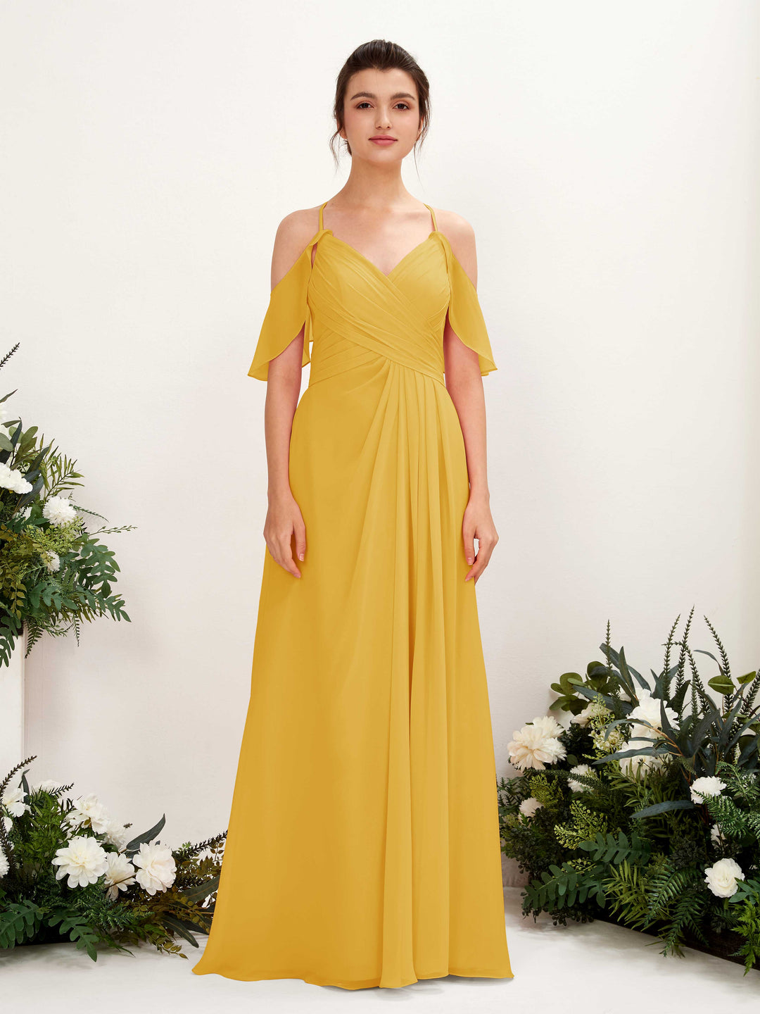 Carlyna Robe Trapèze Épaule Dénudée Longueur ras du sol Robes de demoiselle d&