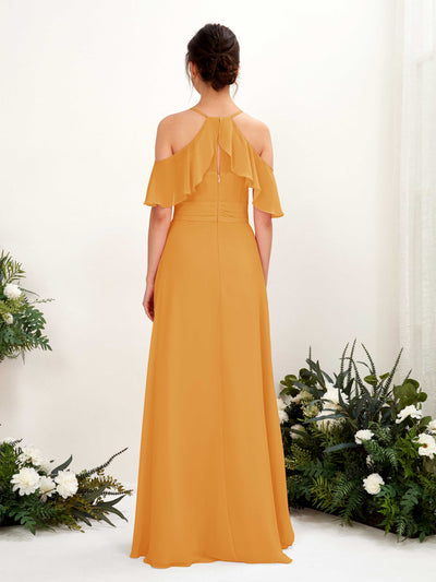 Carlyna Robe Trapèze Épaule Dénudée Longueur ras du sol Robes de demoiselle d'honneur Mangue #couleur_mangue