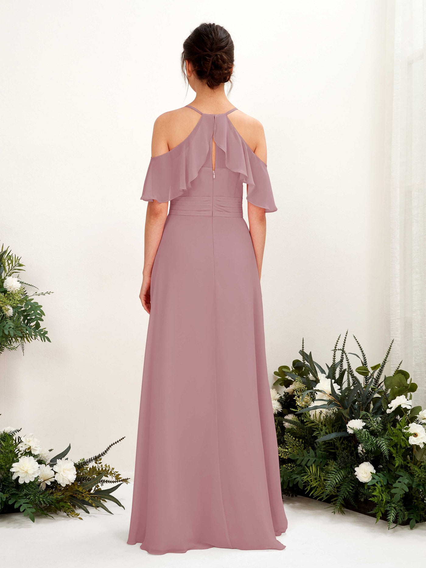 Carlyna Robe Trapèze Épaule Dénudée Longueur ras du sol Robes de demoiselle d'honneur Mauve Vintage #couleur_mauve-vintage
