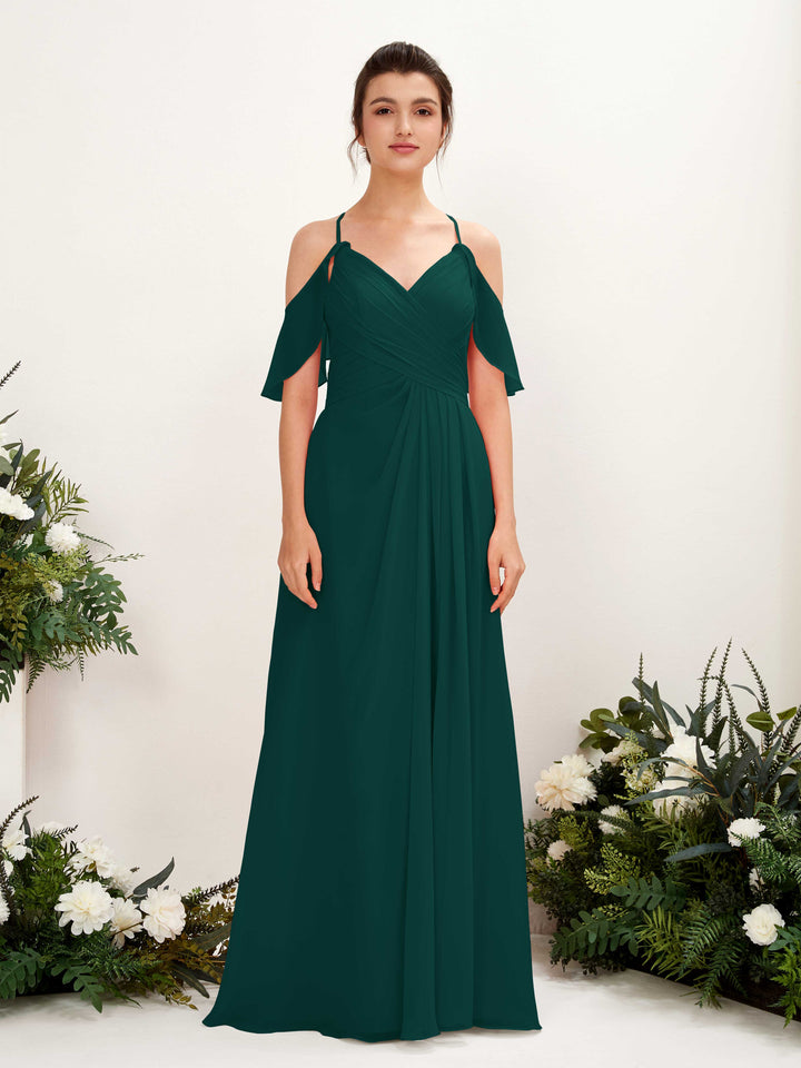 Carlyna Robe Trapèze Épaule Dénudée Longueur ras du sol Robes de demoiselle d&