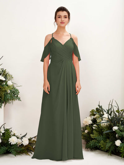 Carlyna Robe Trapèze Épaule Dénudée Longueur ras du sol Robes de demoiselle d'honneur Olive Martini #couleur_olive-martini
