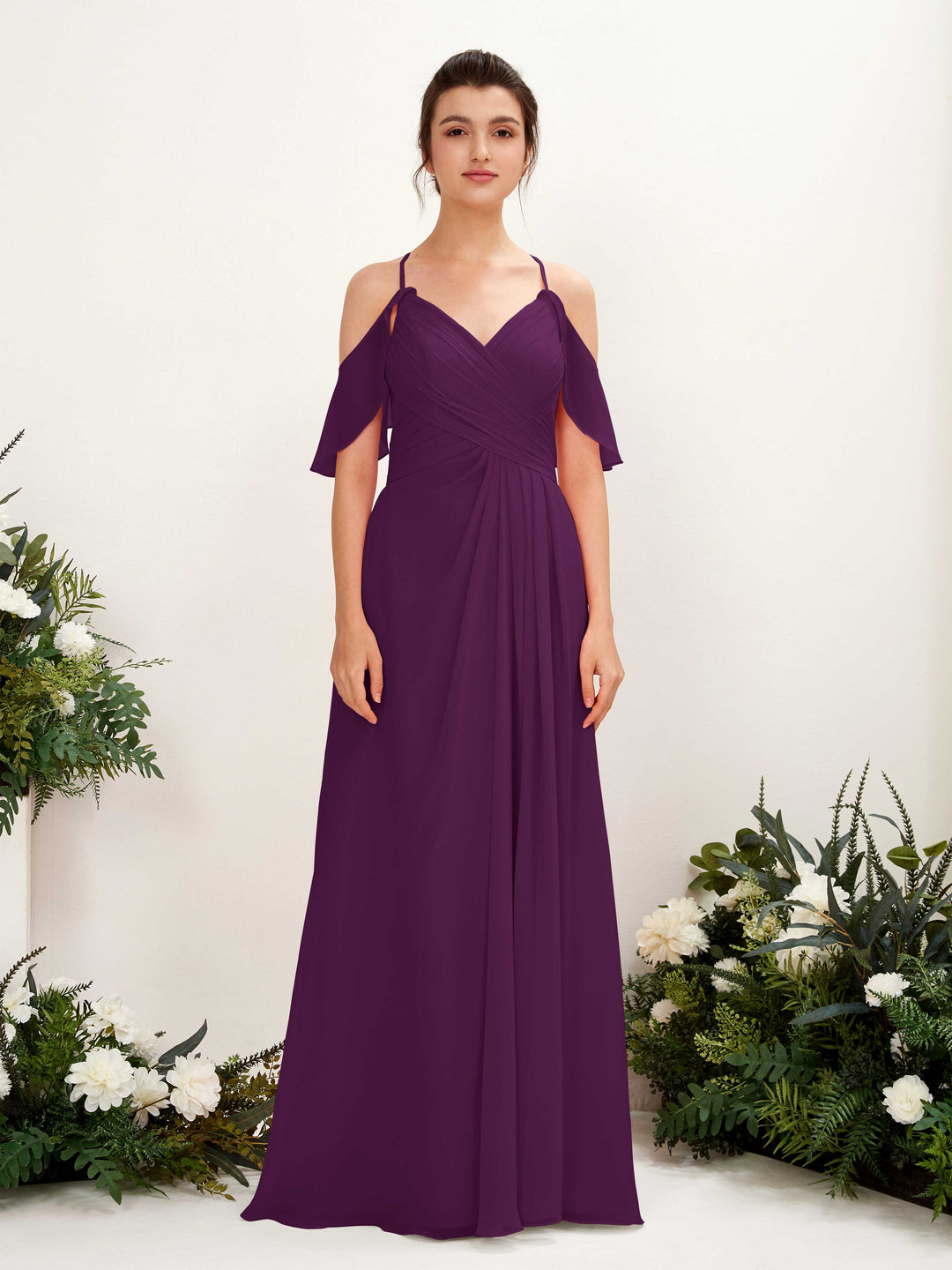 Carlyna Robe Trapèze Épaule Dénudée Longueur ras du sol Robes de demoiselle d&