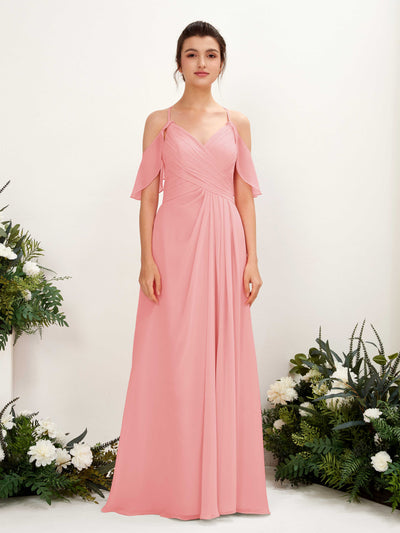 Carlyna Robe Trapèze Épaule Dénudée Longueur ras du sol Robes de demoiselle d'honneur Rose Ballet #couleur_rose-ballet