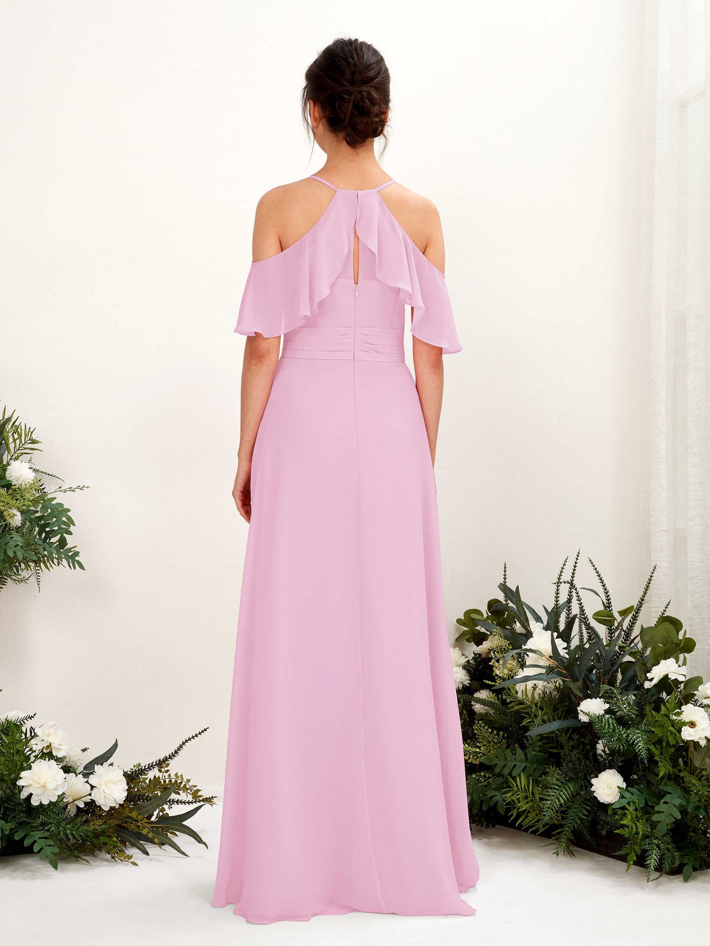 Carlyna Robe Trapèze Épaule Dénudée Longueur ras du sol Robes de demoiselle d'honneur Rose Bonbon #couleur_rose-bonbon