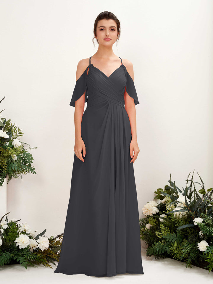 Carlyna Robe Trapèze Épaule Dénudée Longueur ras du sol Robes de demoiselle d&