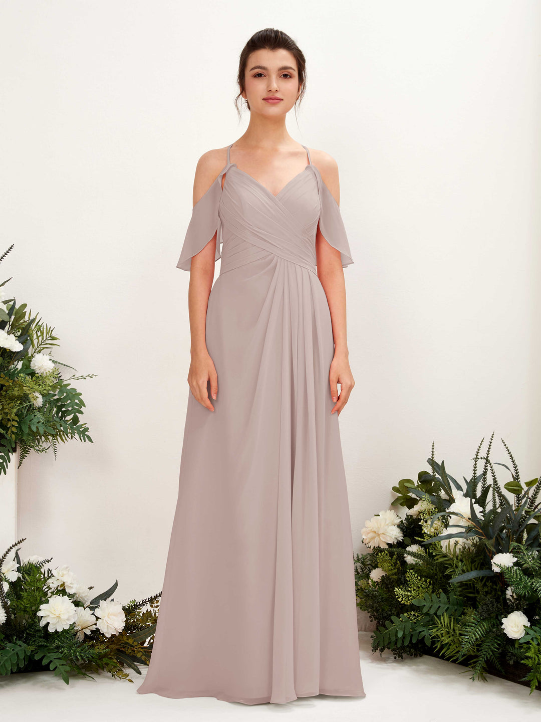Carlyna Robe Trapèze Épaule Dénudée Longueur ras du sol Robes de demoiselle d&