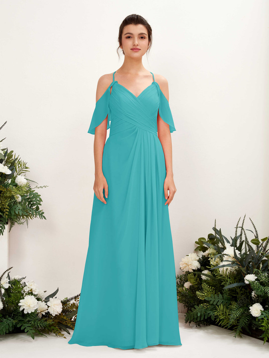 Carlyna Robe Trapèze Épaule Dénudée Longueur ras du sol Robes de demoiselle d&