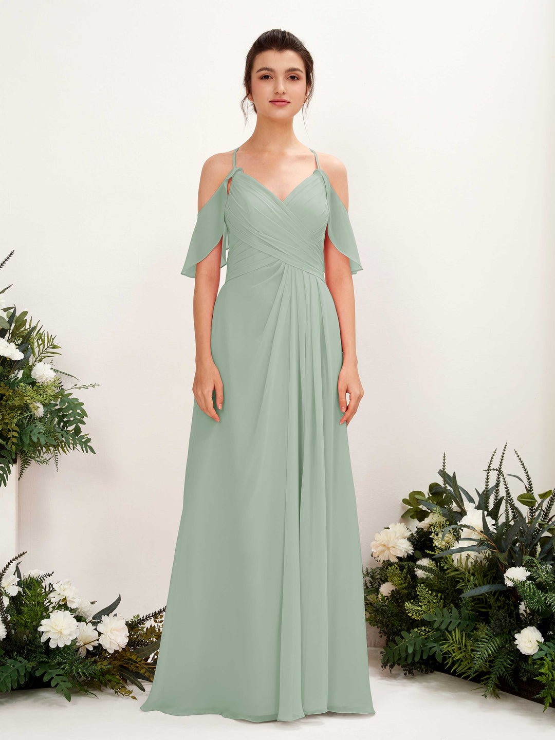 Carlyna Robe Trapèze Épaule Dénudée Longueur ras du sol Robes de demoiselle d&